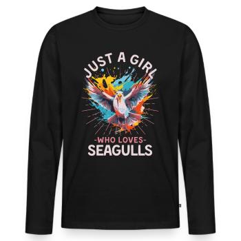 Colorful Seagull Paint Splash Saying for Women - Men's Premium Organic Long Sleeve Shirt - black - Front - Nico (187cm)
