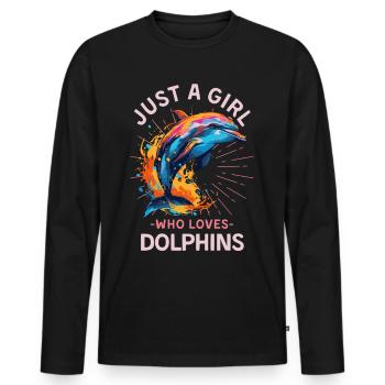 Delfin Farbspritzer Spruch für Frauen - Männer Premium Bio Langarmshirt - Schwarz - Vorne - Nico (187cm)