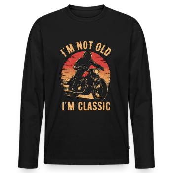 Motorcycle Vintage Pensioner Pensioner - Men's Premium Organic Long Sleeve Shirt - black - Front - Nico (187cm)