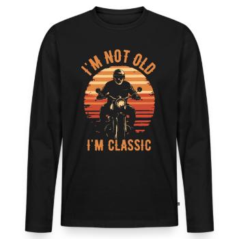 Motorcycle Vintage Pensioner Pensioner - Men's Premium Organic Long Sleeve Shirt - black - Front - Nico (187cm)