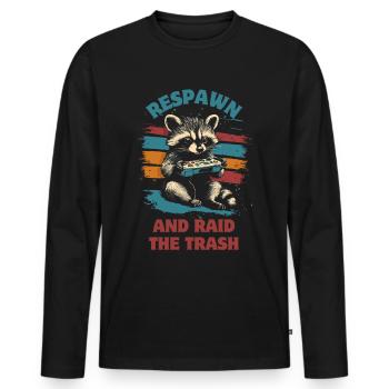 Raccoon Gaming Video Games Gamer - Men's Premium Organic Long Sleeve Shirt - black - Front - Nico (187cm)