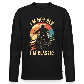 Motorcycle Vintage Pensioner Pensioner - Men's Premium Organic Long Sleeve Shirt - black - Front - Nico (187cm)