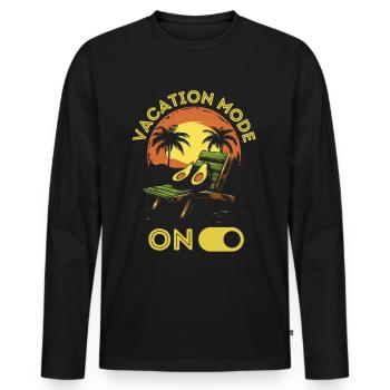 Avocado on the beach with funny saying - Men's Premium Organic Long Sleeve Shirt - black - Front - Nico (187cm)