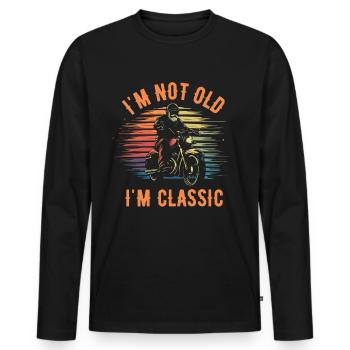 Motorcycle Vintage Pensioner I'm not old I'm classic - Men's Premium Organic Long Sleeve Shirt - black - Front - Nico (187cm)