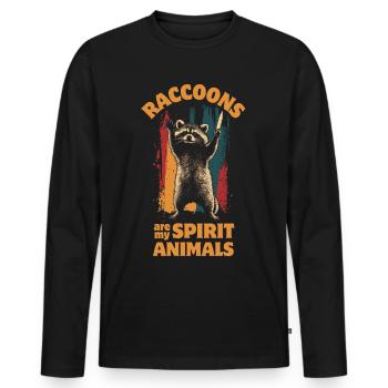 Frecher Waschbär mit Messer - Männer Premium Bio Langarmshirt - Schwarz - Vorne - Nico (187cm)