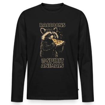 Waschbär isst Pizza - Männer Premium Bio Langarmshirt - Schwarz - Vorne - Nico (187cm)
