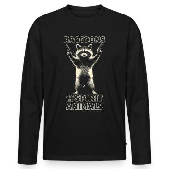 Naughty raccoon with 2 pistols - Men's Premium Organic Long Sleeve Shirt - black - Front - Nico (187cm)