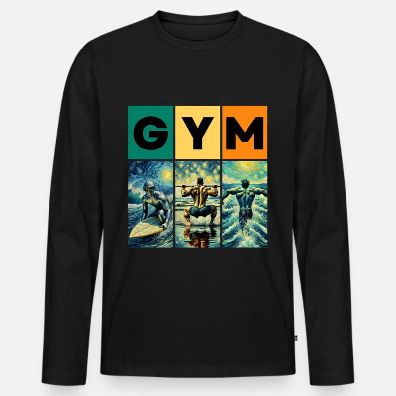 GYM - Männer Premium Bio Langarmshirt - Schwarz