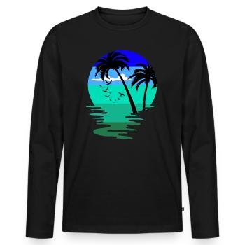 Plage plage natation vacances île palmes Hawaï - T-shirt manches longues Premium bio Homme - noir - Devant - Nico (187cm)