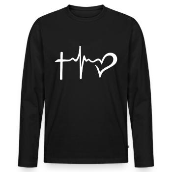 amour amour - T-shirt manches longues Premium bio Homme - noir - Devant - Nico (187cm)