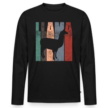 lama - Men's Premium Organic Long Sleeve Shirt - black - Front - Nico (187cm)