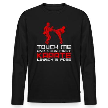 Karate - Männer Premium Bio Langarmshirt - Schwarz - Vorne - Nico (187cm)