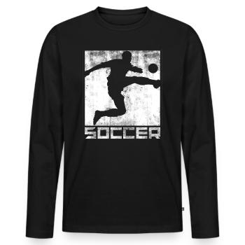 Fußball Tor Soccer team Sport Laufen Fußballplatz - Männer Premium Bio Langarmshirt - Schwarz - Vorne - Nico (187cm)