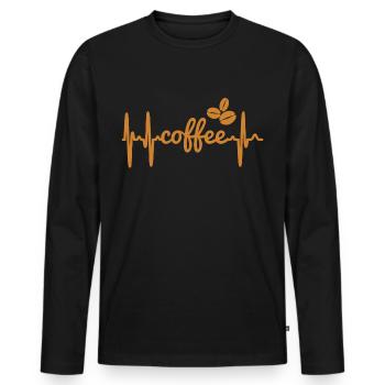 Kaffee - Männer Premium Bio Langarmshirt - Schwarz - Vorne - Nico (187cm)