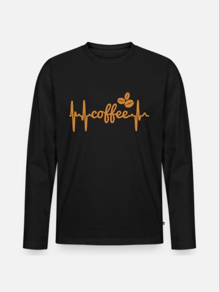 Kaffee - Männer Premium Bio Langarmshirt - Schwarz