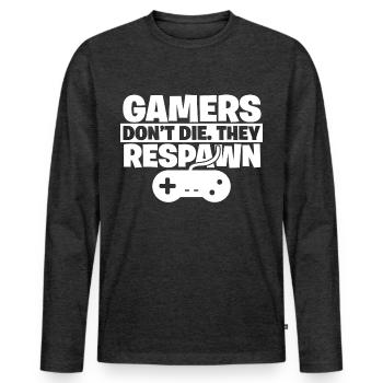 Gamer - T-shirt manches longues Premium bio Homme - anthracite chiné - Devant - Nico (187cm)