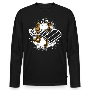 Music Musiknote Music school tune instrument - Men's Premium Organic Long Sleeve Shirt - black - Front - Nico (187cm)