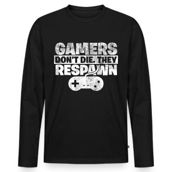 Gamer - T-shirt manches longues Premium bio Homme - noir - Devant - Nico (187cm)