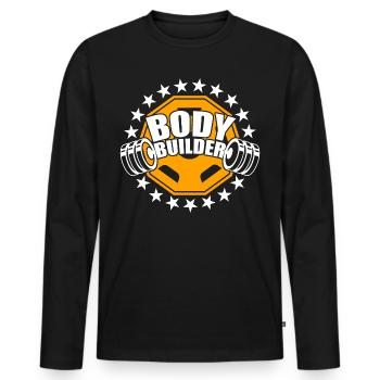 Gym bodybuilder entraînement de pompes d’entraînement - T-shirt manches longues Premium bio Homme - noir - Devant - Nico (187cm)