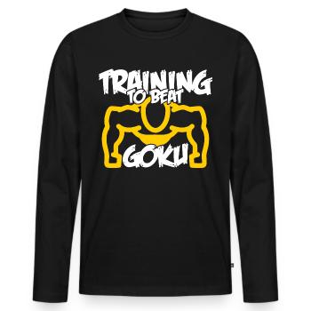 Fitness Training Muscle No Pain No Gain Biceps Gym - Men's Premium Organic Long Sleeve Shirt - black - Front - Nico (187cm)