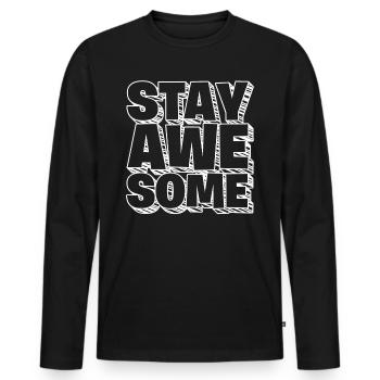 Großartig awesome - Männer Premium Bio Langarmshirt - Schwarz - Vorne - Nico (187cm)