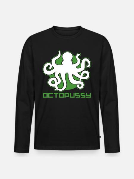 Oktopus - Männer Premium Bio Langarmshirt - Schwarz