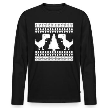 Noël dino dinosaure Noël fou - T-shirt manches longues Premium bio Homme - noir - Devant - Nico (187cm)