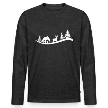 Winter - Männer Premium Bio Langarmshirt - Anthrazit meliert - Vorne - Nico (187cm)