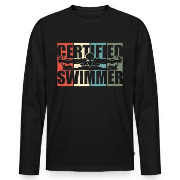 Swimming lifeguard swimming instructor passion - Men's Premium Organic Long Sleeve Shirt - black - Front - Nico (187cm)