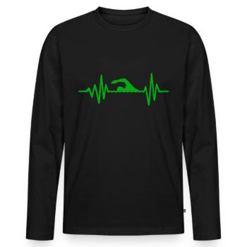 Natation rythme cardiaque passion passe-temps baignade - T-shirt manches longues Premium bio Homme - noir - Devant - Nico (187cm)