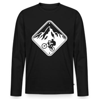 Fahrrad Mountainbike MTB Sportlich Biker sportlich - Männer Premium Bio Langarmshirt - Schwarz - Vorne - Nico (187cm)