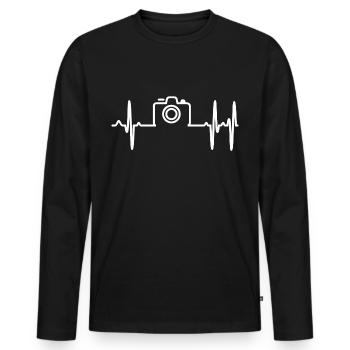 Camera Heartbeat Heart Passion Photographer Photo - Men's Premium Organic Long Sleeve Shirt - black - Front - Nico (187cm)