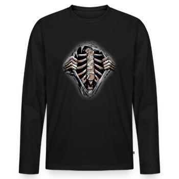 Squelette - T-shirt manches longues Premium bio Homme - noir - Devant - Nico (187cm)
