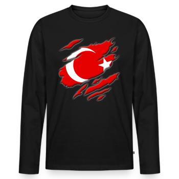 Turquie - T-shirt manches longues Premium bio Homme - noir - Devant - Nico (187cm)