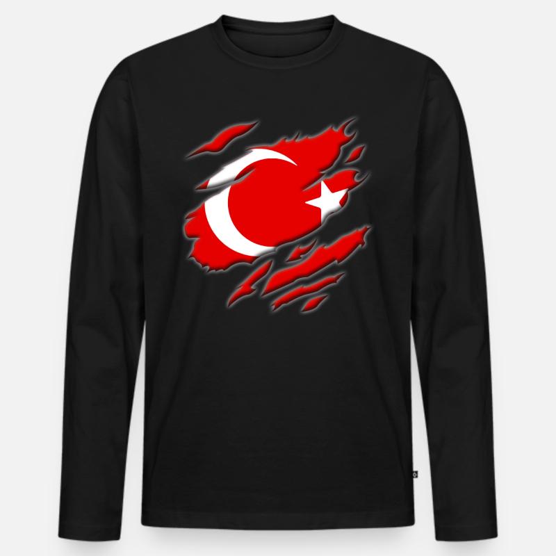 Türkei - Männer Premium Bio Langarmshirt - Schwarz