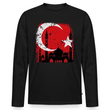 Turquie - T-shirt manches longues Premium bio Homme - noir - Devant - Nico (187cm)