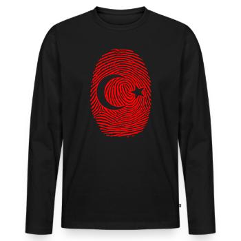 Turkey fingerprint - Men's Premium Organic Long Sleeve Shirt - black - Front - Nico (187cm)