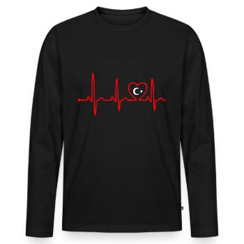 Türkei Herzschlag - Männer Premium Bio Langarmshirt - Schwarz - Vorne - Nico (187cm)