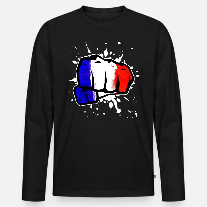 Frankreich Faust - Männer Premium Bio Langarmshirt - Schwarz