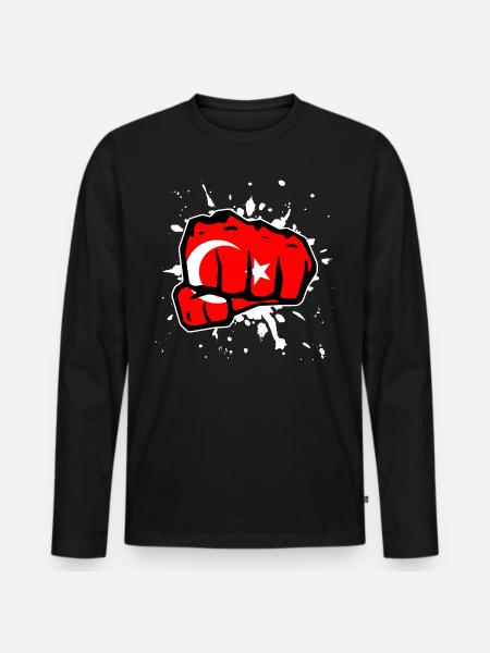 Turkey fist - Men's Premium Organic Long Sleeve Shirt - black