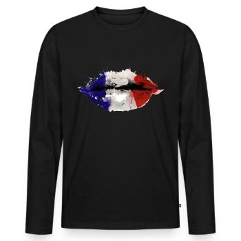 France lips - Men's Premium Organic Long Sleeve Shirt - black - Front - Nico (187cm)