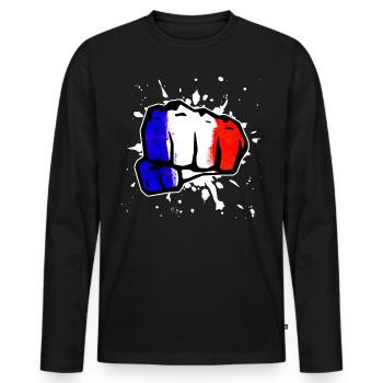 France fist flag flag national colors fight - Men's Premium Organic Long Sleeve Shirt - black - Front - Nico (187cm)