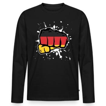 Deutschland Faust - Männer Premium Bio Langarmshirt - Schwarz - Vorne - Nico (187cm)