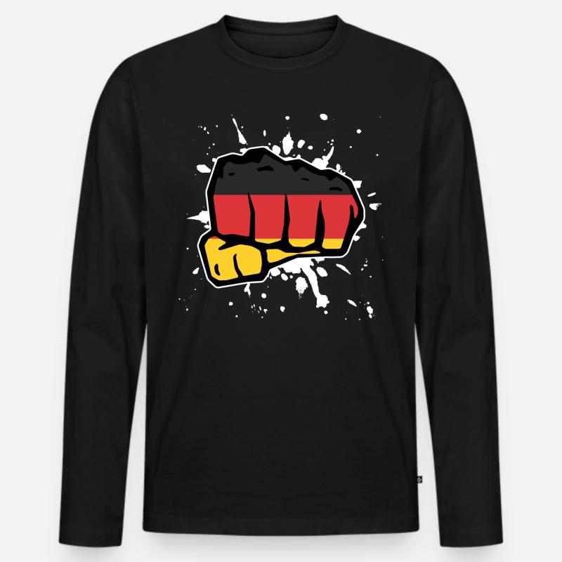 Deutschland Faust - Männer Premium Bio Langarmshirt - Schwarz