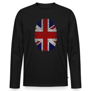 United Kingdom fingerprint finger English flag - Men's Premium Organic Long Sleeve Shirt - black - Front - Nico (187cm)