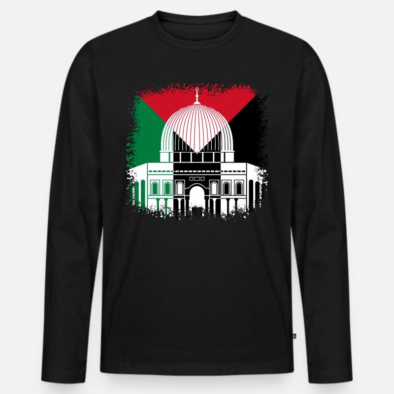 Palestina Moschee - Männer Premium Bio Langarmshirt - Schwarz