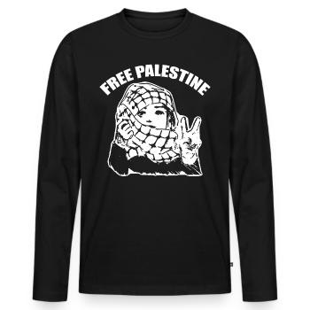 Palestine Peace - Men's Premium Organic Long Sleeve Shirt - black - Front - Nico (187cm)