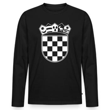 Kroatien Wappen Hrvatska Zagreb Balkan Herkunft - Männer Premium Bio Langarmshirt - Schwarz - Vorne - Nico (187cm)