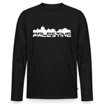 Palestina Homeland Nation Origine Arabie Saoudite Gaza - T-shirt manches longues Premium bio Homme - noir - Devant - Nico (187cm)