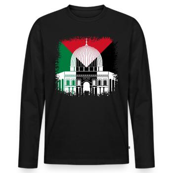 Palestine Mosque Jerusalem Flag Flag Israel - T-shirt manches longues Premium bio Homme - noir - Devant - Nico (187cm)